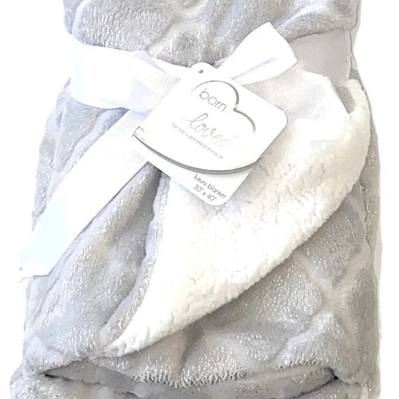 Born Loved Trellis Carved Shimmering  Reverse to Sherpa Lightweight Baby Blanket - Picture 2 of 3